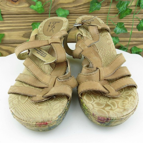 Born Concept Women Gladiator Shoes Brown Leather Buckle Size 10 Medium (B, M) - Picture 2 of 6